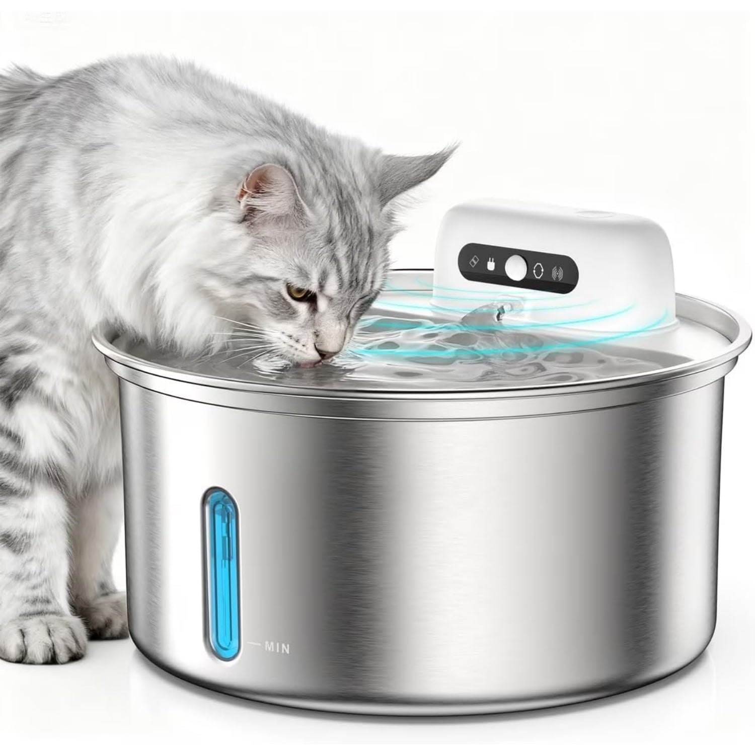 12 Upgraded Wireless Smart Stainless Steel Dog & Cat Water Fountain, 108-oz