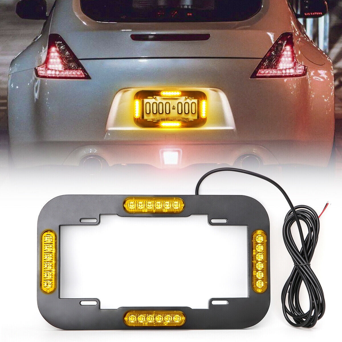 13.5" LED Warn Traffic Advisor Emergency Strobe License plate lights Amber White 