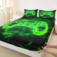 thumbnail image 3 of Manfei Cartoon Console Gaming Twin Sheet Sets,Modern Video Game Twin Fitted Sheet,Black Green Flat Sheet For Boys Teens,Super Cozy Room Decor,3 Pieces, 3 of 7