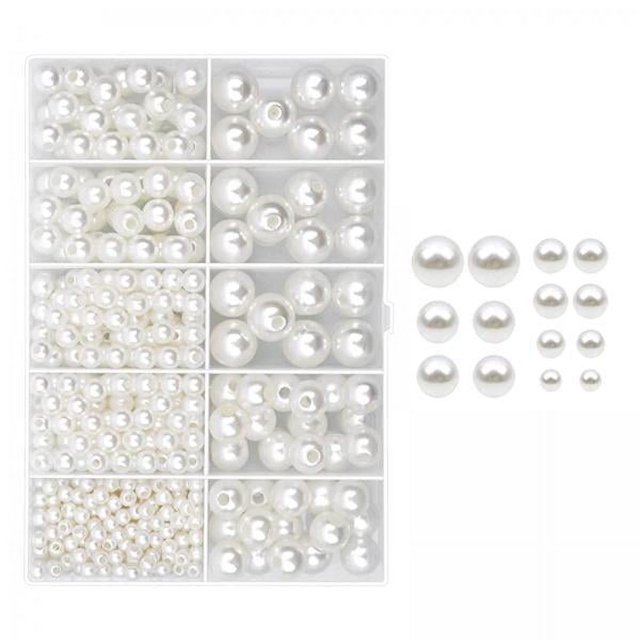 Cuentas sueltas espaciadoras,cuentas de perlas y cristales para manualidades de joyería,pulsera de plástico pequeña con orificio grande,kit redondo ,pulseras de 6 mm con agujeros,dijes