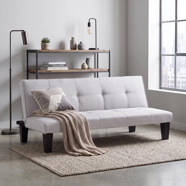 Sofá Cama Mia Individual Plegable y Reclinable Tapizado Lino gris