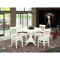 East West Furniture Hartland 5-piece Wood Dining Set with Linen Seat in White