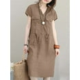 thumbnail image 5 of ZANZEA Women Short Sleeved Mid-Calf Dress V-Neck Dresses, 5 of 14