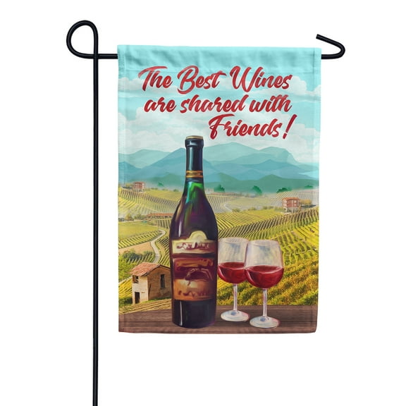 America Forever The Best Wines are Shared With Friends Summer Garden Flag 12.5 x 18 inches Drink Happy Hour Grapes Funny Vineyard Double Sided Seasonal Yard Outdoor Decorative Rustic Garden Flag