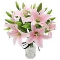 thumbnail image 1 of 16 piezas de lirios artificiales de tacto real, flores de primavera para Pascua, decoración de bodas, hogar, lirios tigres de plástico, flores artificiales de color rosa claro, 1 of 5