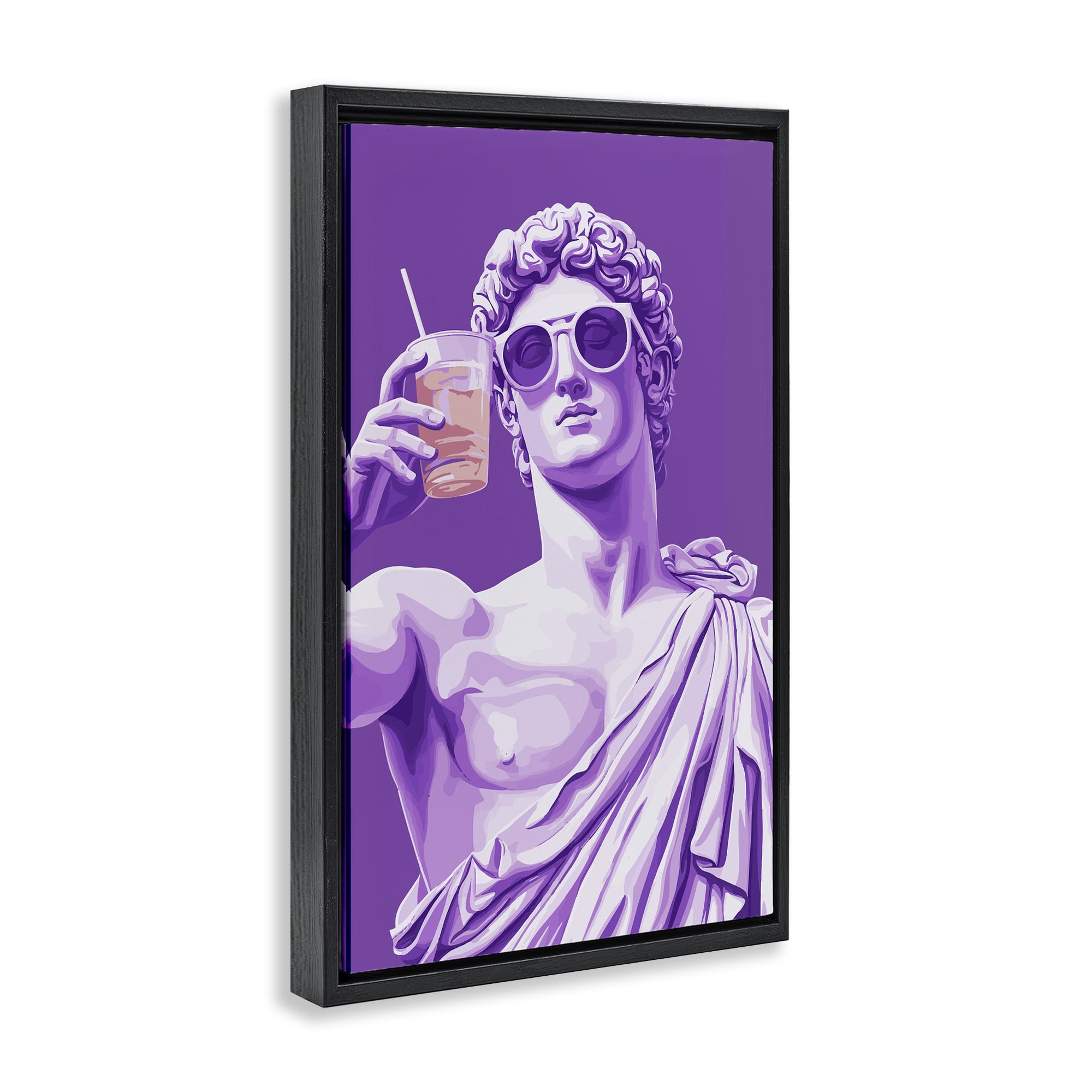 Stupell Industries Greek Statue Cheers Black Framed Floater Canvas Wall Art, design by Andreas Magnusson