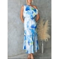 thumbnail image 5 of Women's One Shoulder Printed Dress with Slit Tied Asymmetrical and Ruffled Design Made with 100% Polyester Fabric, 5 of 17