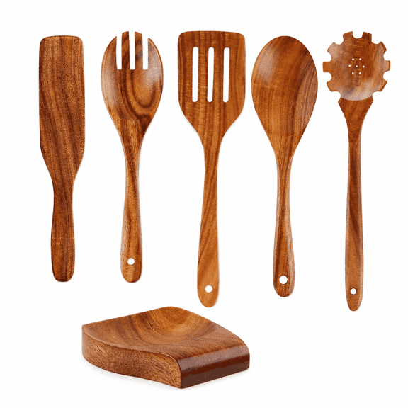 Wooden Kitchen Cooking Spoon and Spatula (Pack of 6 Piece)