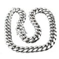 thumbnail image 3 of Fashion Mens Miami Cuban Link Bracelet or Chain Necklace Silver Stainless Steel, 3 of 4