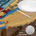 thumbnail image 5 of Coastal Santa Christmas Fitted Tablecloth with Elastic Edged, Round Table Cloth for Dining Table, Blue Xmas Beach Seaside Waterproof Oil Proof Table Cover for Indoor Outdoor 45"-54", 5 of 9