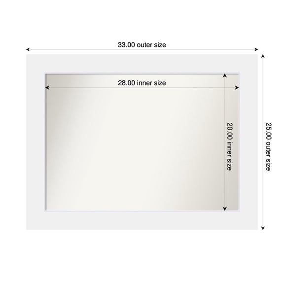 Amanti Art Custom Framed Wall and Bathroom Mirror (25 x 33 in.), Corvino White Frame