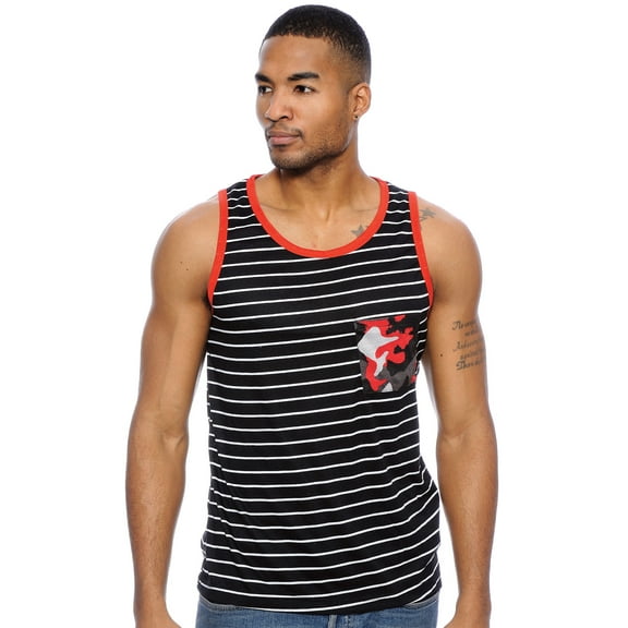 True Rock Men's Tonic Graphic Tank Top (Black/Red/Camo, Small)