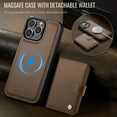thumbnail image 3 of Dteck for iPhone 15 Pro Max Wallet Case Magnetic Card Holder, RFID Blocking 2 in 1 Detachable Kickstand Shockproof Cover for Women Men Compatible with Magsafe Accessory, Brown, 3 of 9