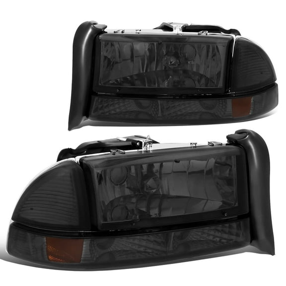 DNA Motoring  For 97-04 Dodge Dakota Durango Smoked Amber Corner Headlight Bumper Parking Lamps