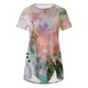 thumbnail image 3 of Blusas de Manga Corta para las Mujeres Botón Impreso Cuello Redondo Top Casual, Blusas para las Mujeres Casual, 3 of 5