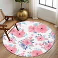 thumbnail image 2 of Round Rug 7Ft Washable Non-Slip, Pink Watercolor Floral Circle Area Rugs for Living Room Bedroom, Spring Flower Abstract Art Indoor Floor Mats Carpet Runner for Home Decor Aesthetic, 2 of 8