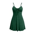 thumbnail image 4 of Fewfanhot Dresses for Women 2026 Solid Color Sleeveless Drawstring Front Ruched Short Dress V Neck A Line Tshirt Dresses, 4 of 6