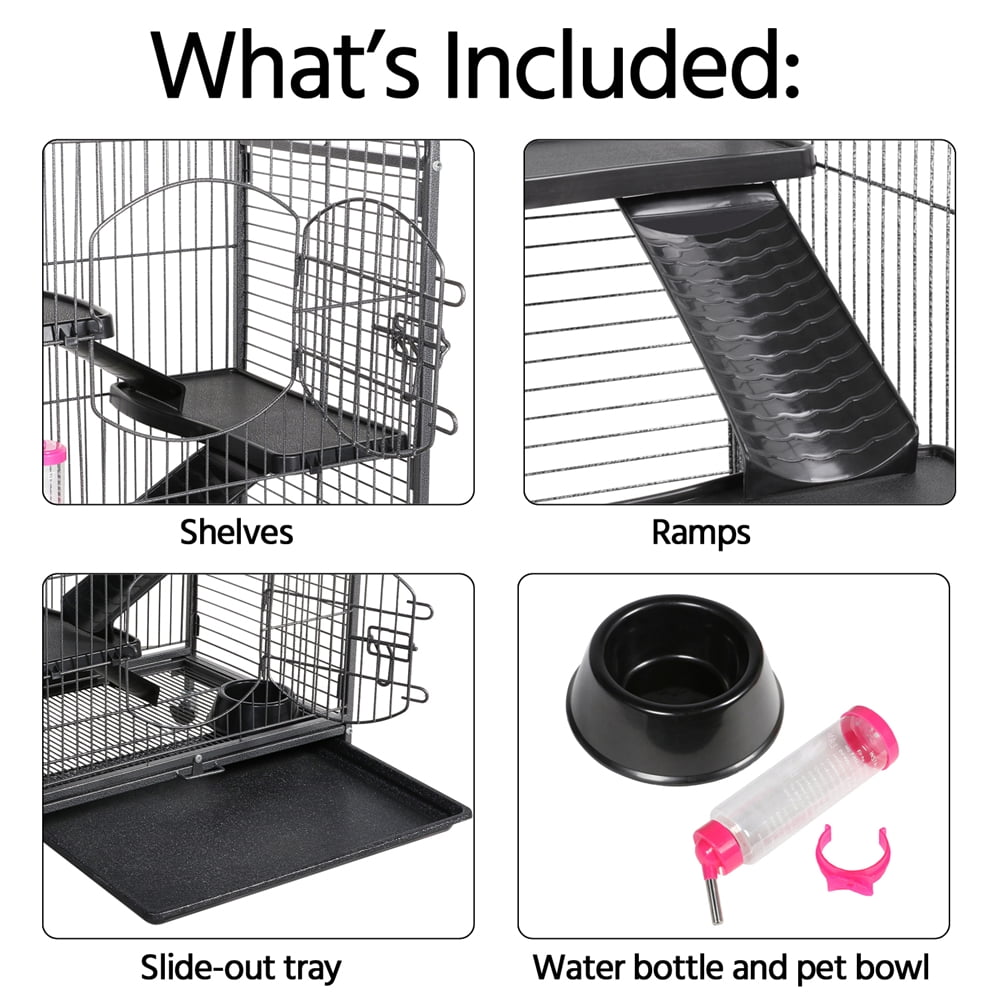 Renwick 6 Levels Rolling Pet Cage for Small Animals Black