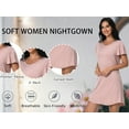 thumbnail image 6 of FEREMO Nightgowns for Women V Neck Casual Nightshirt Comfy Sleepshirt Flared Short Sleeve Sleepwear, 6 of 7