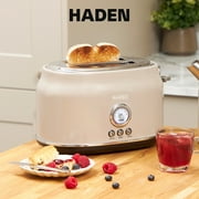 HADEN Dorset 2-Slice Wide Slot Stainless Steel Retro Toaster, Putty
