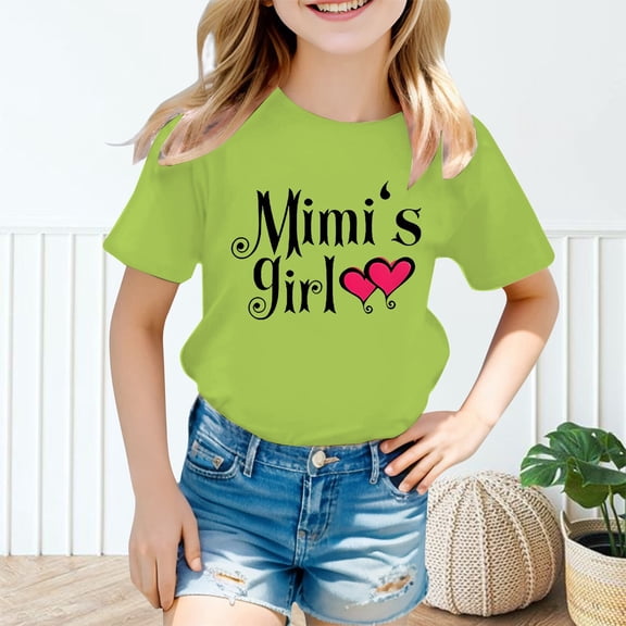 Girls Shirts Size 7-8 Girls Shirts Kid Girls Cute Graphic Round Neck Short Sleeve Tee Summer Casual T Shirt 13907