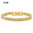 thumbnail image 3 of Amaiiu 19cm/21cm Bracelet Titanium Steel Bangle European American Style Men Trendy Braided Keel Hand Chain with Buckle Gold 21CM, 3 of 10