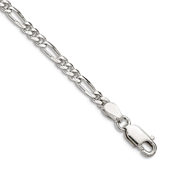 925 Sterling Silver Solid Polished 3mm Figaro Chain Ankle Bracelet 10 Inch Lobster Claw Anklet for Women and Men