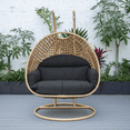 thumbnail image 5 of LeisureMod Mendoza Light Brown Wicker Patio Double Swing Chair in Dark Gray, 5 of 11