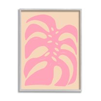 Stupell Industries Pink Tropical Leaf Shape Graphic Art Gray Framed Art Print Wall Art, Design by Birgit Maria Kiennast