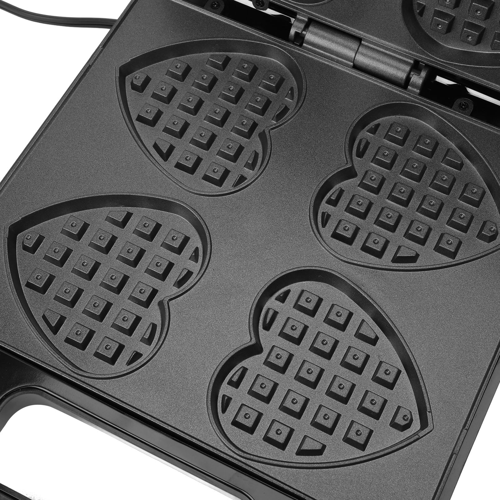YAHHU Heart Shaped Waffle Maker 1400W High Power Nonstick Electric Belgian Waffle Machine Makes 4 Heart Waffles for Home Breakfast 13.7x11.4x5.1 inches / 35x29x13 cm EU Plug 220V