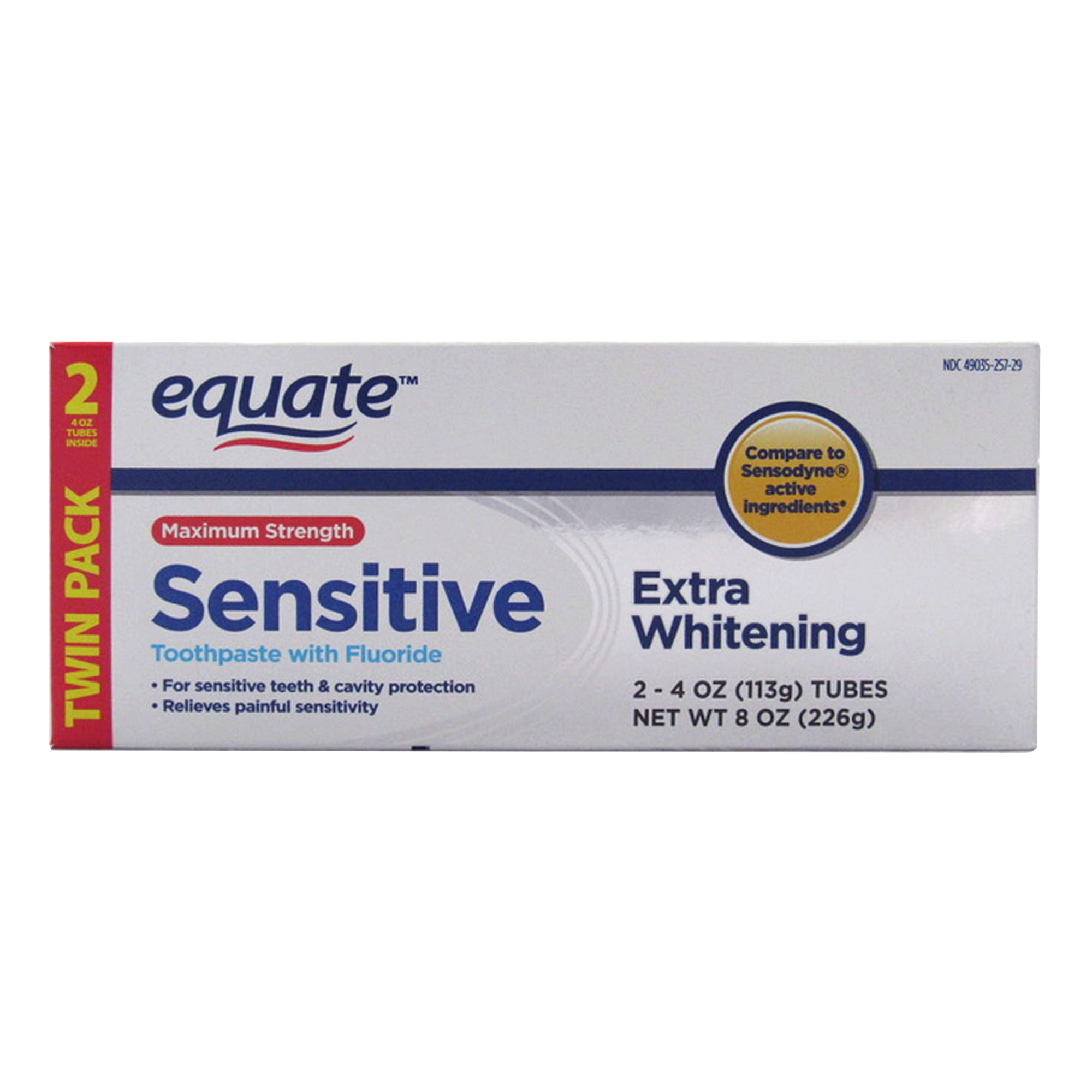 (2 Pack) Equate Maximum Strength Sensitive Extra Whitening Toothpaste