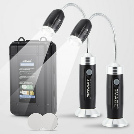 IMAGE 2Pack BBQ Barbecue Grill Lights Set, Magnetic Base Flexible Gooseneck Camping Lamp Black