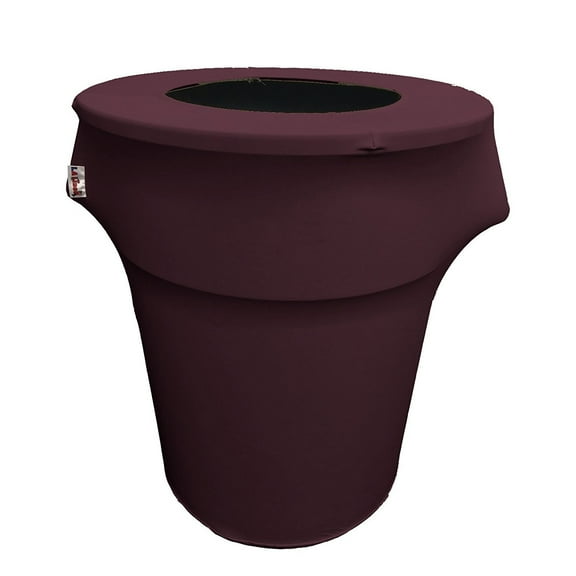 LA Linen Stretch Spandex Trash Can cover 44-Gallon Round,Eggplant