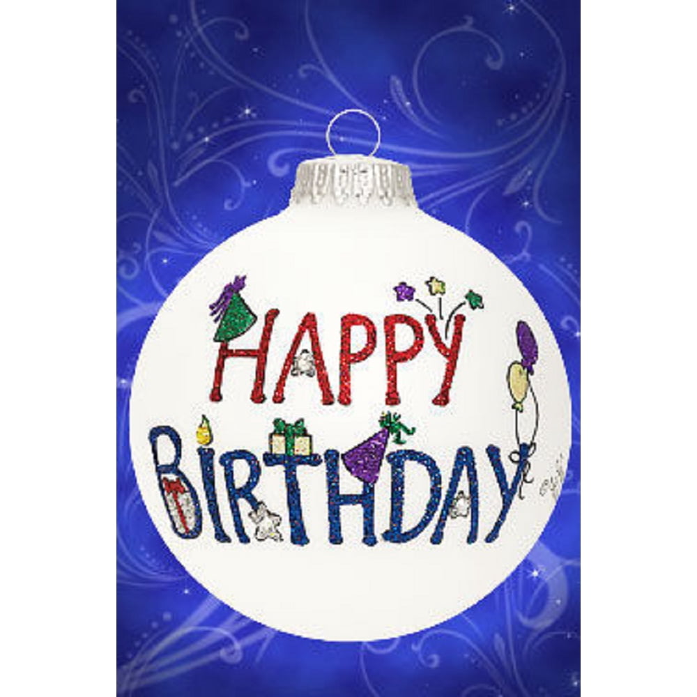 Happy Birthday Colorful Glass Ball Christmas Tree Ornament Made in the