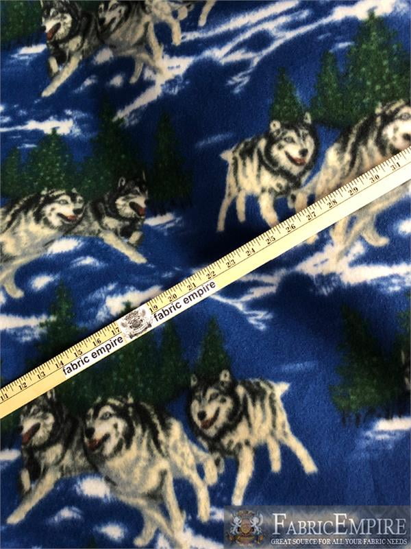 Fleece Fabric Printed *Running Wolf* By the Yard N085