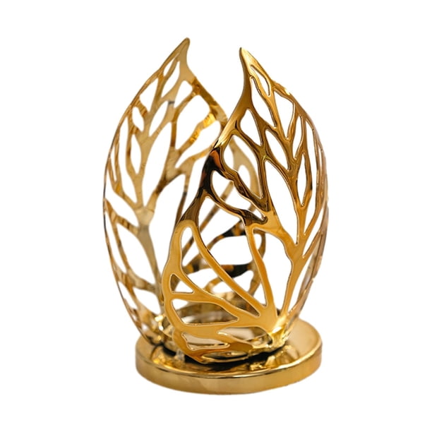 Portavelas de hoja, candelabro, decoración de San Valentín, tarro, vela, decoración geométrica, soporte para Bar, fiesta, sala de estar , oro