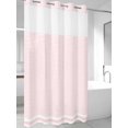 thumbnail image 4 of Farmhouse Pink White Striped No Hook Shower Curtain Waterproof, Bathroom Curtains with Snap in Liners and See Through Top Window, Modern Stripes Hotel Style Bathtub Curtains Shower 36"Wx78"L, 4 of 8
