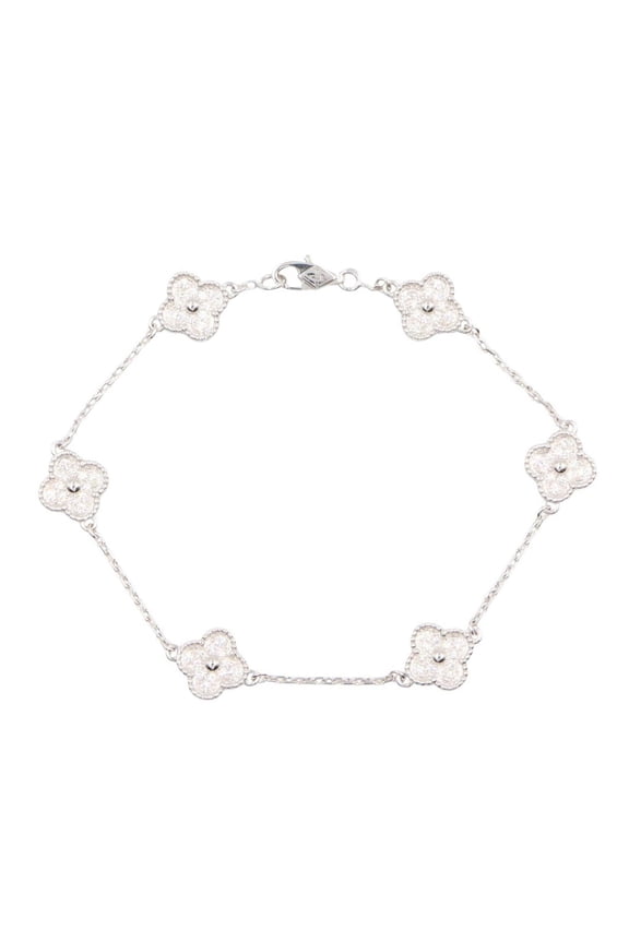 Pre-Owned Van Cleef & Arpels Sweet Alhambra Bracelet, 6 Motifs, 18K White Gold (18KWG),...