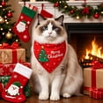 thumbnail image 4 of Racsoh Christmas Pet Bandana, Festive Dog Neck Scarf with Christmas Tree Print, Soft Triangle Bib for Small Medium Cats, for Party Photo Winter Decor (Red A), 4 of 7