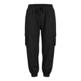 thumbnail image 4 of Ltctricy Cargo Pants for Women Drawstring Casual Jogger Pants Outdoor Elastic Waisted Hiking Pants with Pockets(Black,X-Large), 4 of 7