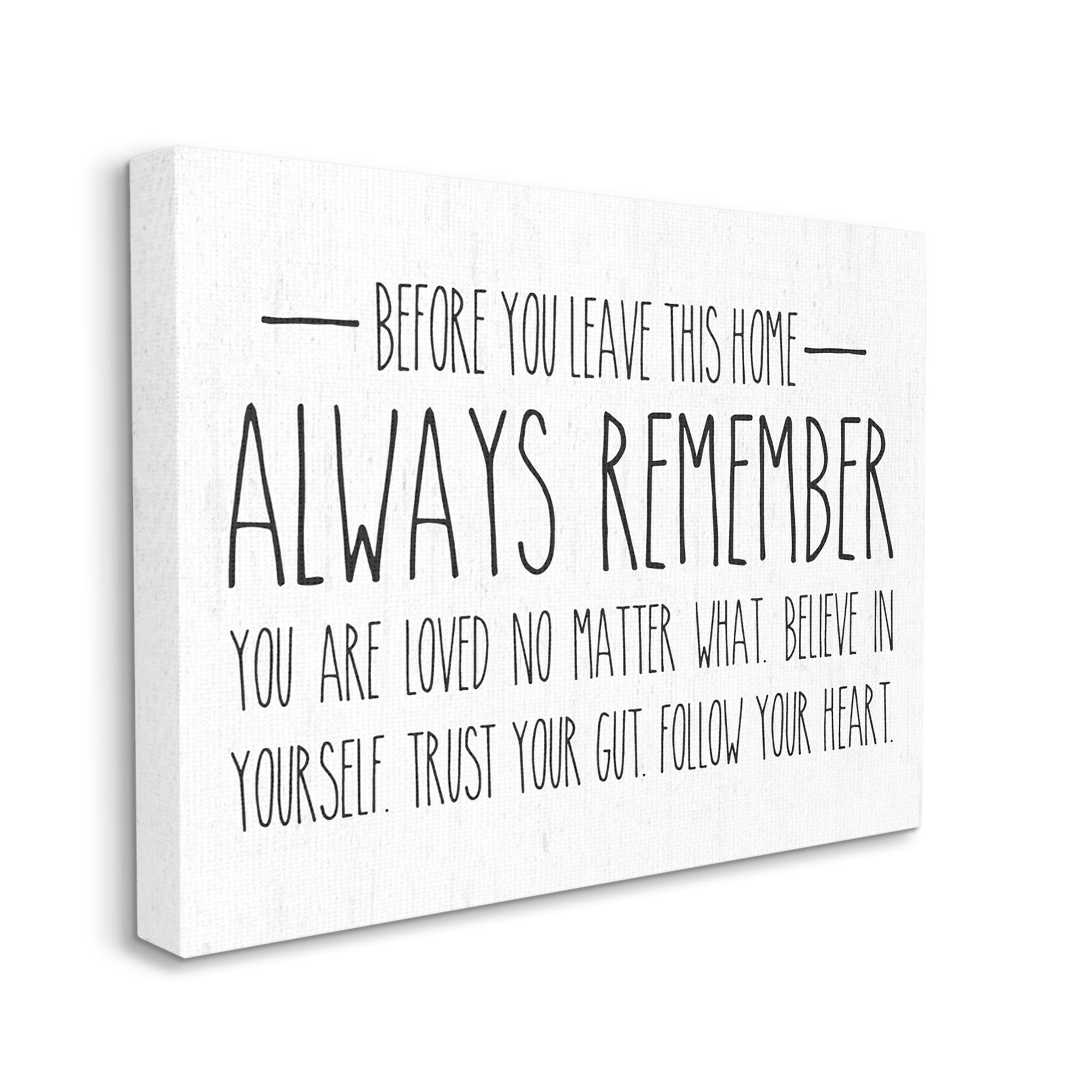 Stupell Industries Follow Your Heart Motivational Quote Casual Phrase Graphic Art Gallery Wrapped Canvas Print Wall Art, Design by Lettered and Lined