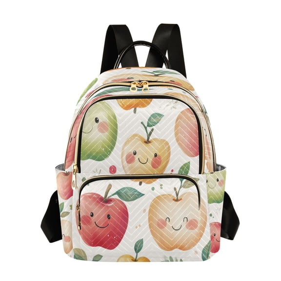 Quilted Backpack Fashion Backpack 10.23*5.11*12.59 Inch Women's Fashion Backpack Picnic Shopping Travel Out Sports backpack Colorful Cartoon Smiling Apple