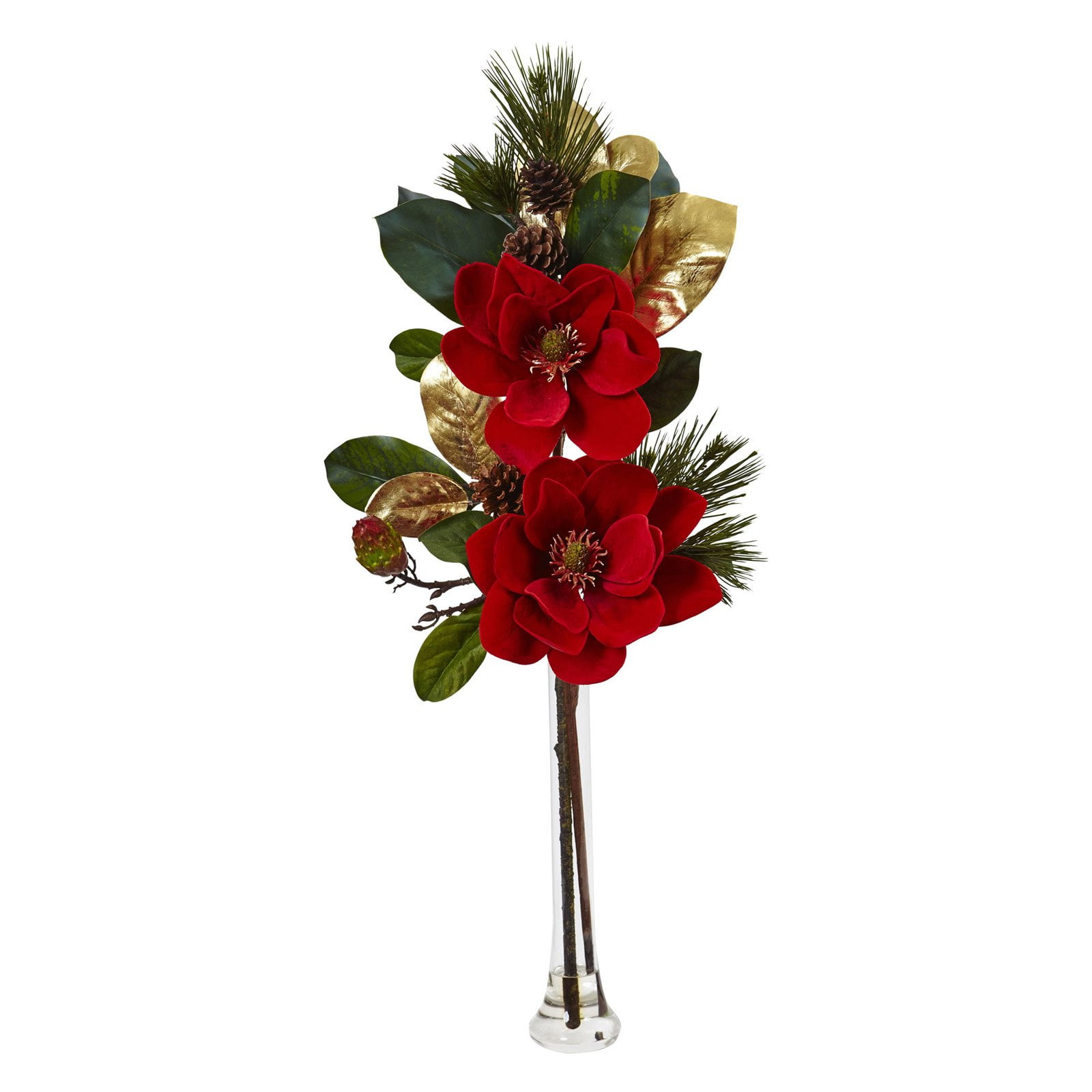 Nearly Natural Holiday Magnolia Silk Flower - Walmart.com ...