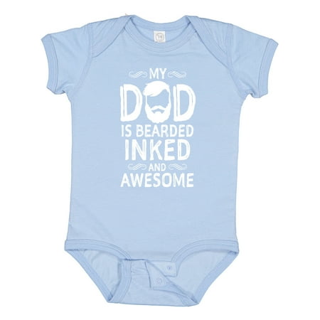 

Inktastic My Dad is Bearded Inked and Awesome Gift Baby Boy or Baby Girl Bodysuit