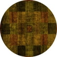 thumbnail image 1 of Ahgly Company Machine Washable Indoor Round Oriental Yellow Modern Area Rugs, 8' Round, 1 of 4