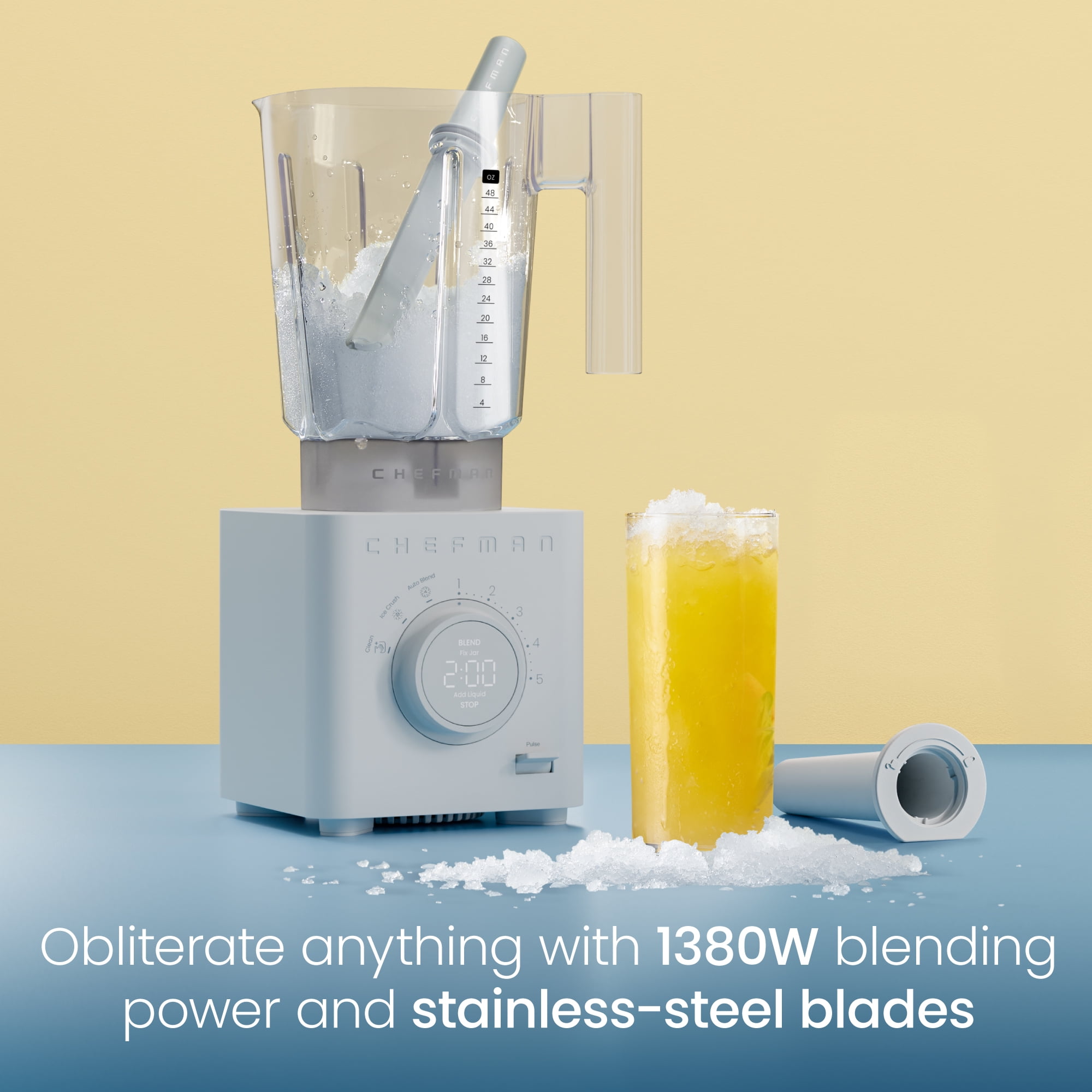 Chefman Obliterator 1380W Professional Blender w/ Auto Blend & 48oz. Tritan Blending Jar – White