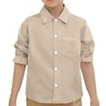 thumbnail image 2 of TOOYOU Boys Shirt Child Shirt Solid Long Sleeve Toddler Kids Gentleman Lapel Button Tops Size 2-3 Years Beige, 2 of 5