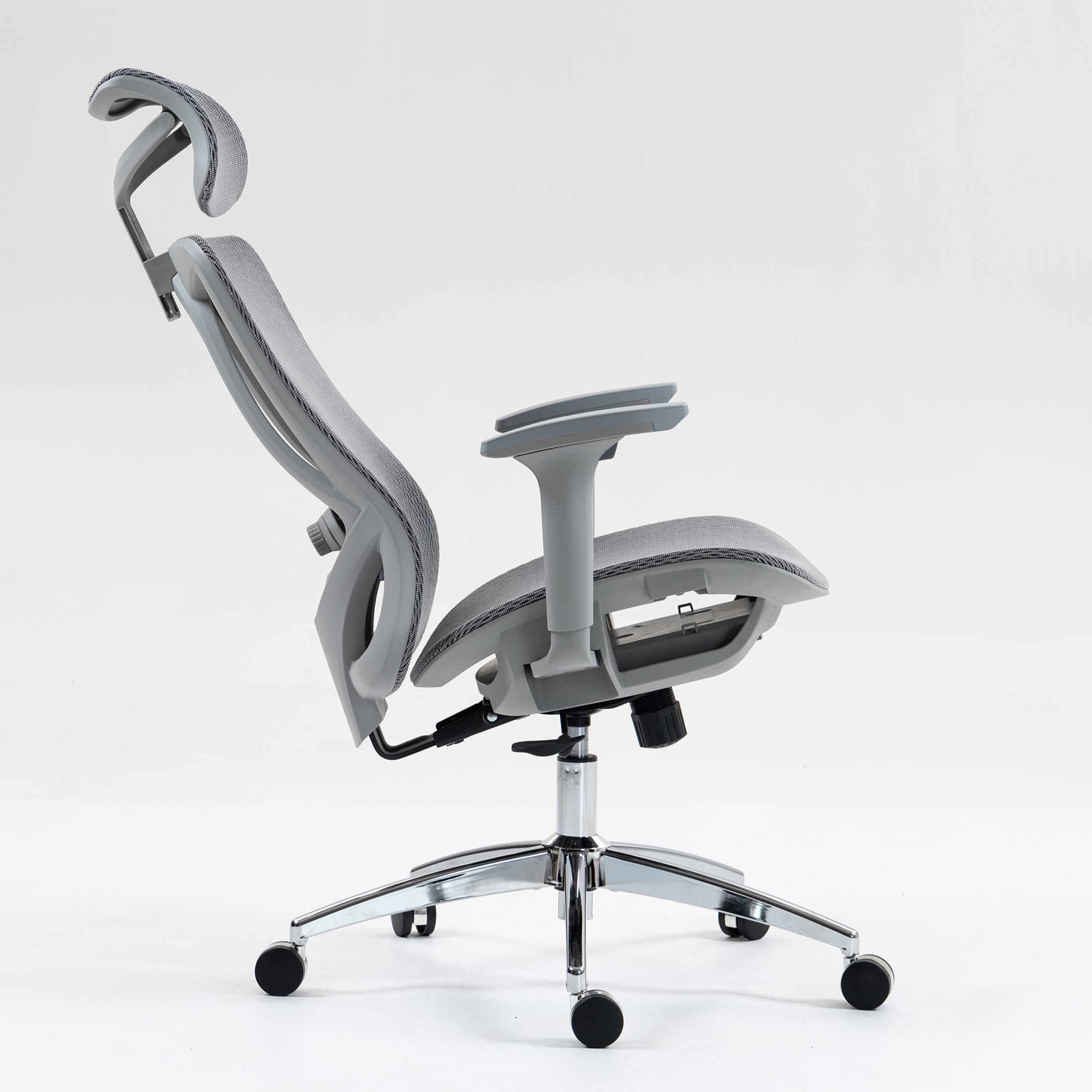 Noble House Fido 47" High Back Mesh Office Chair, Ergonomic Reclining Design with Adjustable Lumbar, Grey