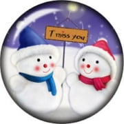 BODY ACCENTZ Snap button Snowman Couple I miss you 18mm charm chunk interchangeable