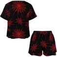 thumbnail image 3 of NICKSUN Pyjama d'Été 2 Pcs pour Femmes, Ensemble de Vêtements de Nuit Doux et Confortables avec Short de Détente, Toile d'Araignée Rouge, TG, 3 of 8